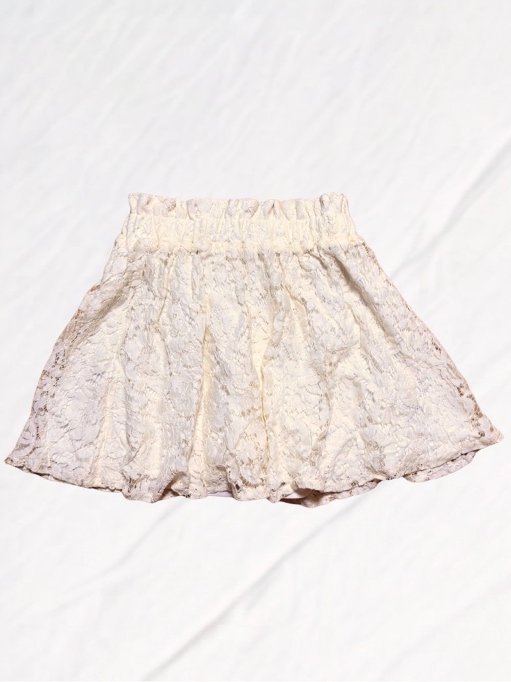 Ivory Cream Lace Coquette Miniskirt